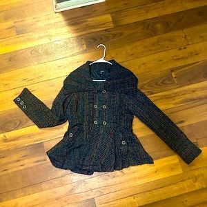 O’Neill Peacoat Blazer Jacket. Black/Pink/Blue. Gently Worn. Size M, cinched.